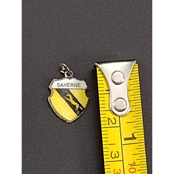 Vintage Saverine Charm Coat of Arms Enamel Travel Souvenir Badge Gold Tone - Picture 3 of 4